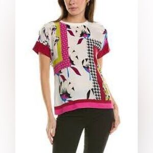 NWT- Marc Cain Silk Top Houndstooth Small